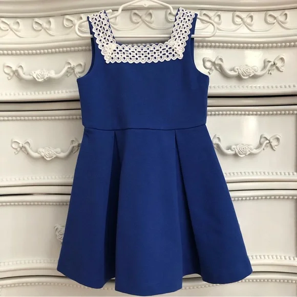 Janie and Jack | Dresses | Janie And Jack Royal Blue Dress White Eyelet 4 |  Poshmark
